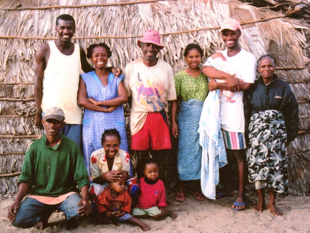 Mahabana, September 2004-- Josy (2nd from right) with his newborn baby girl, Josya, wife Ana, (in green), and the only time Josy's mom saw the remote village of Mahabana (in black jacket)
